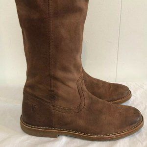 Frye Celia X Stitch Knee High Brown Leather Riding